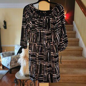 Cute Mid-Sleeve Blousy Geometric Print Dress